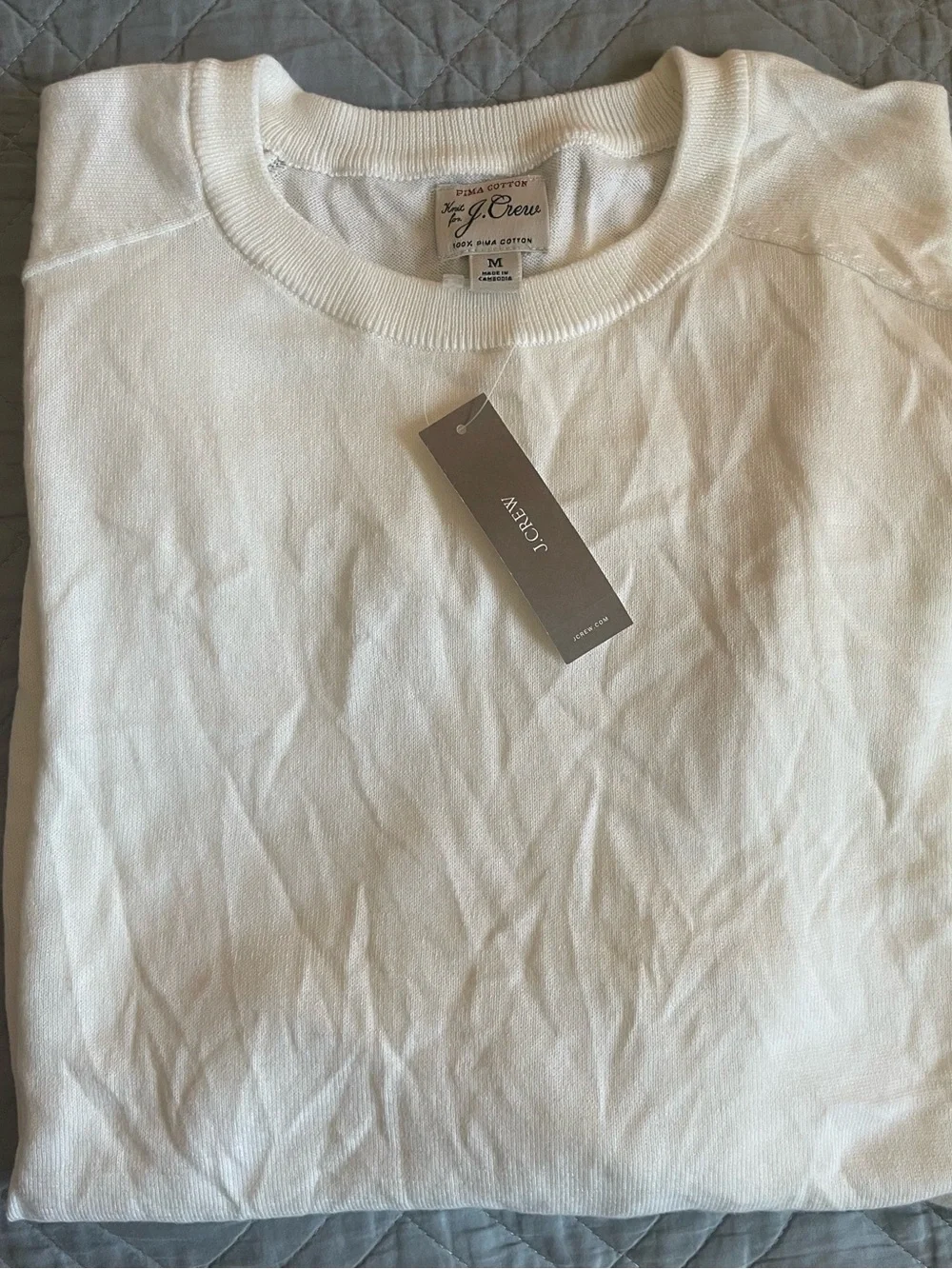 J. Crew Pima cotton crewneck sweater in Ivory Size M $79.50 NWT CP719